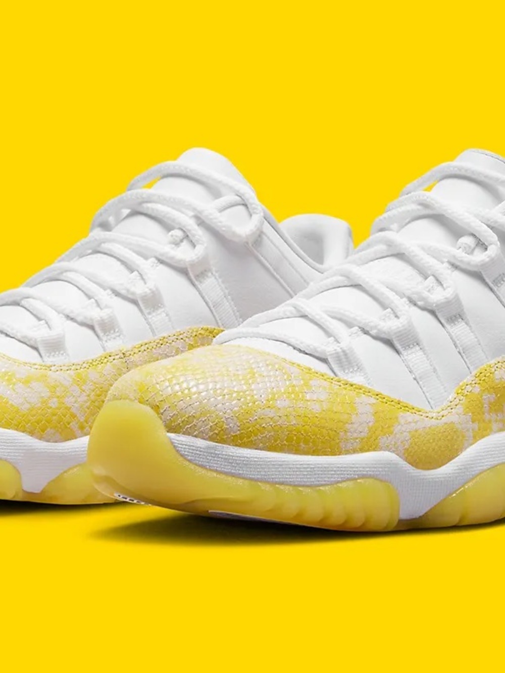 White and Yellow are Womens Snakeskin Jordan 11 Lows